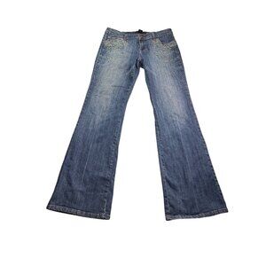Vintage Y2K Arden B Flare Jeans Size 10 Multicolor Beaded Medium Wash